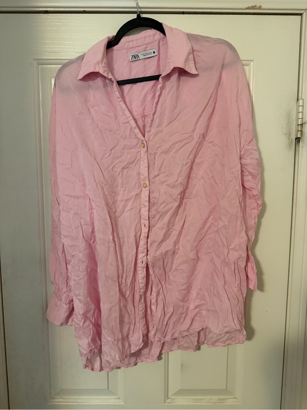 ZARA Pale Pink Oversized Button-Down Shirt